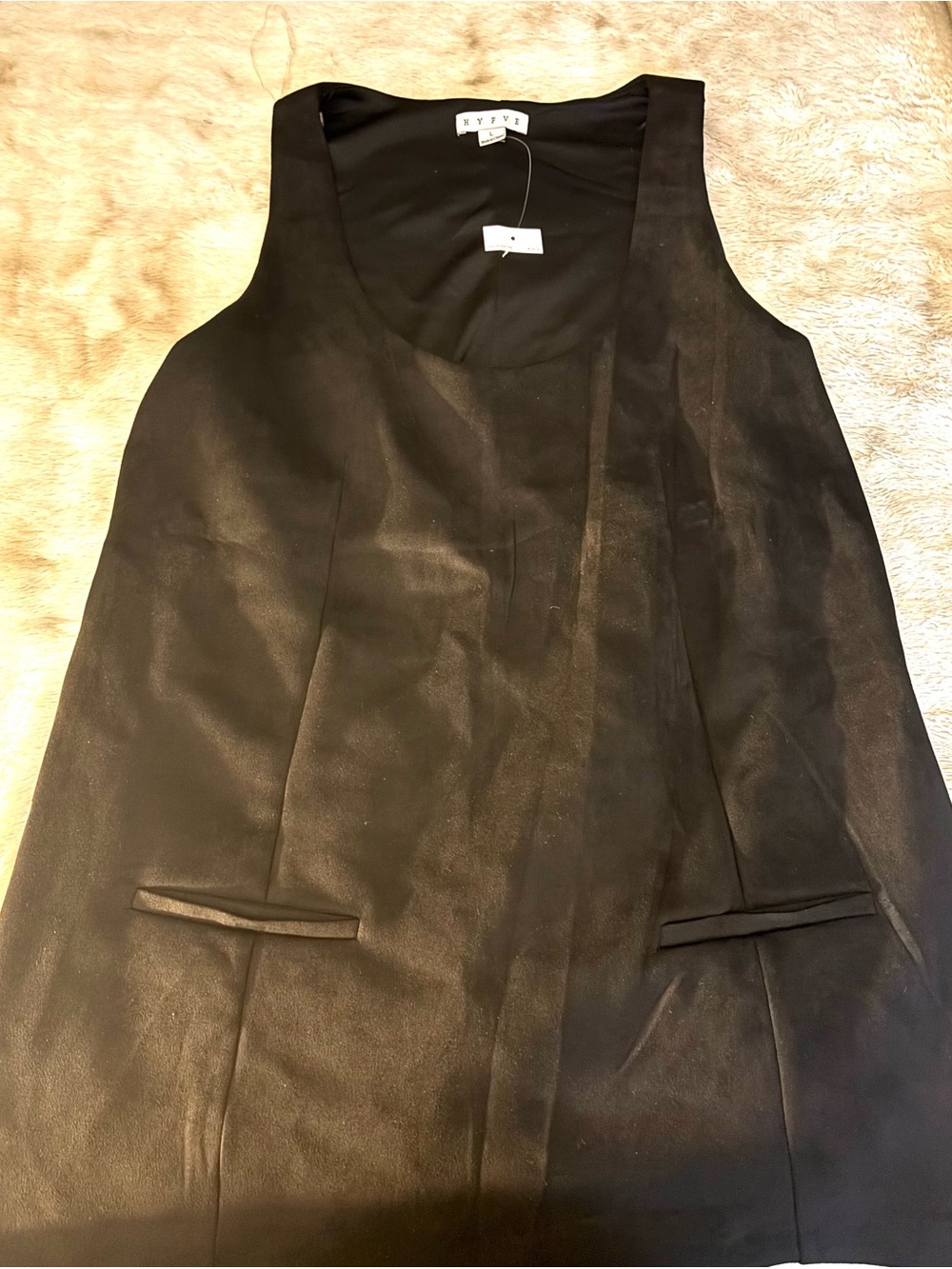 HYFVE Black Sleeveless Mini Shift Dress